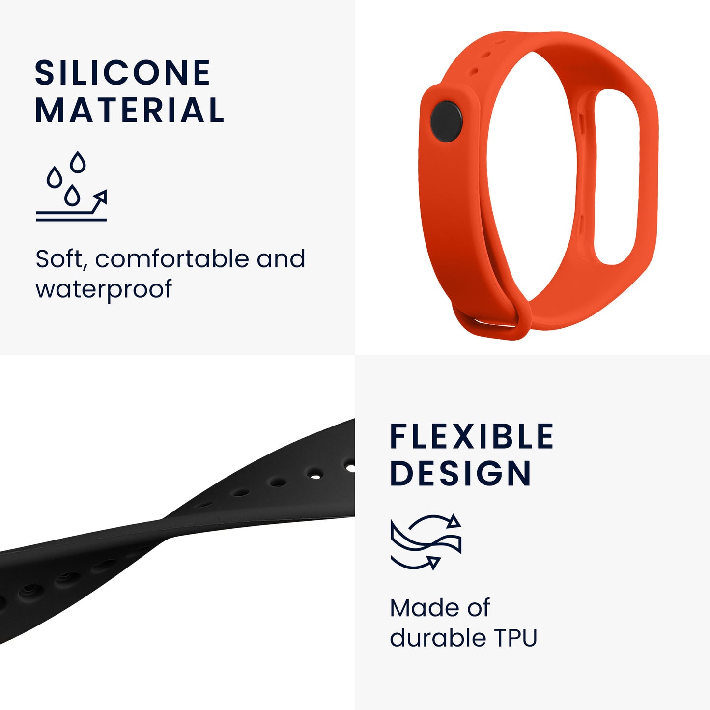 kwmobile Sports Strap compatible with Oppo Band Smartwatch Bracelet Large Set