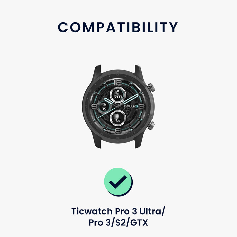 kwmobile Silicone Watch Strap for Ticwatch Pro 3 Ultra / Pro 3 / S2 / GTX Band Replacement Strap for Fitness Tracker Interchangeable Strap Smartwatch
