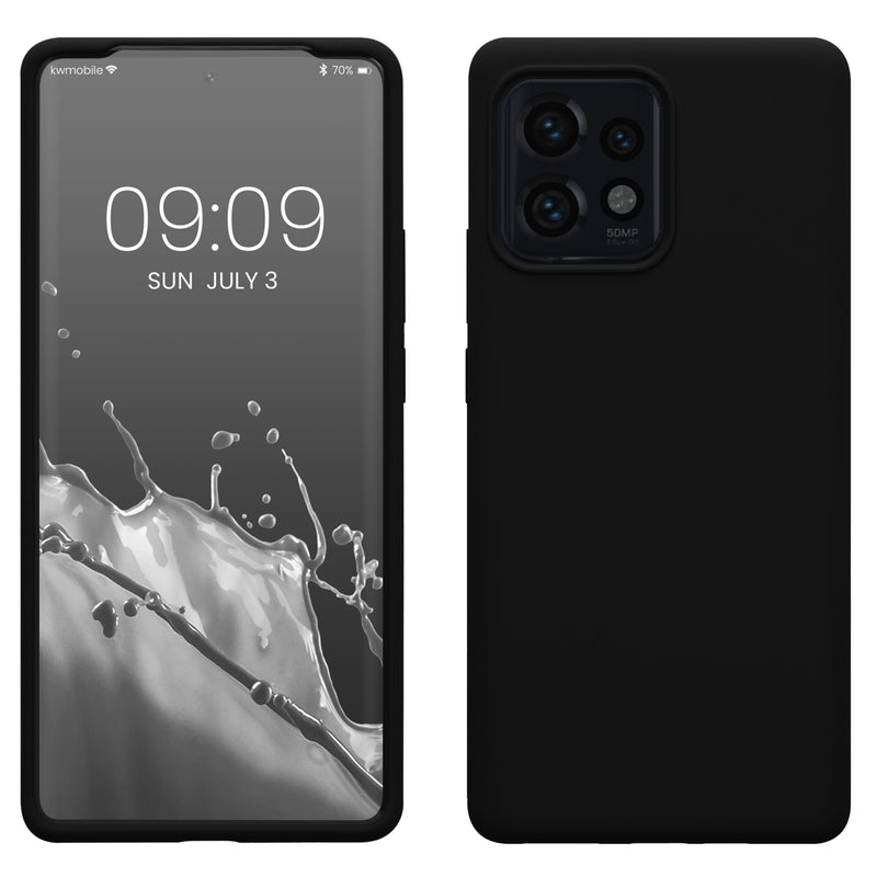 kwmobile Hülle kompatibel mit Motorola Edge 40 Pro / Edge+ (2023) Hülle - Silikon Handy Case - Handyhülle weiche Oberfläche - kabelloses Laden - Schwarz Schwarz  