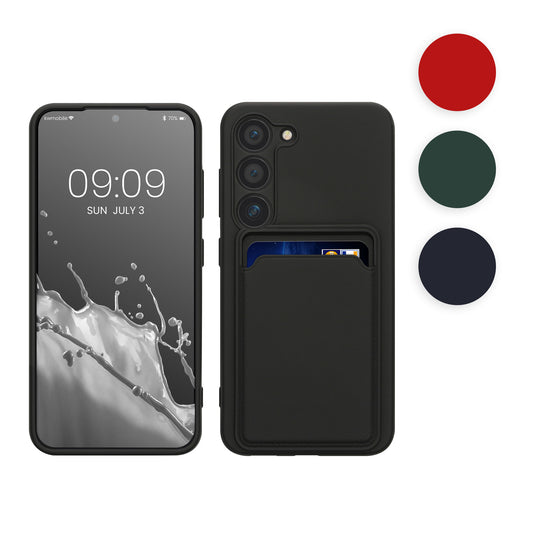 kwmobile Handyhülle kompatibel mit Samsung Galaxy S23 Hülle - Handy Cover mit Fach für Karten - in Dunkelgrün Dunkelgrün  
