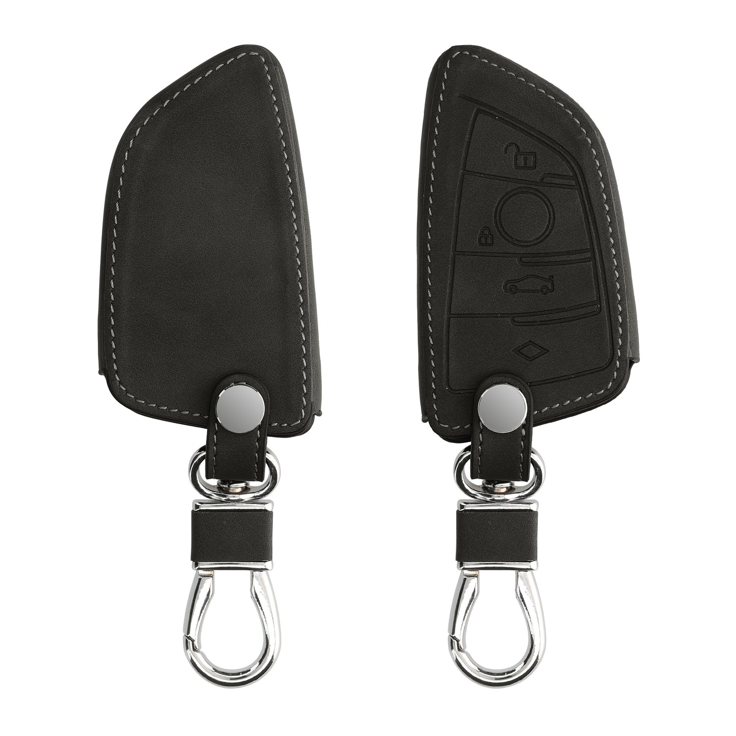 kwmobile Car Key Fob Cover Compatible with BMW 3-Button Smart Key - Faux Leather Protective Case for Key