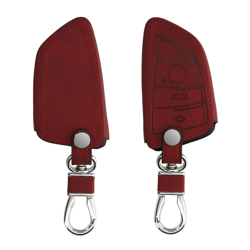 kwmobile Car Key Fob Cover Compatible with BMW 3-Button Smart Key - Faux Leather Protective Case for Key