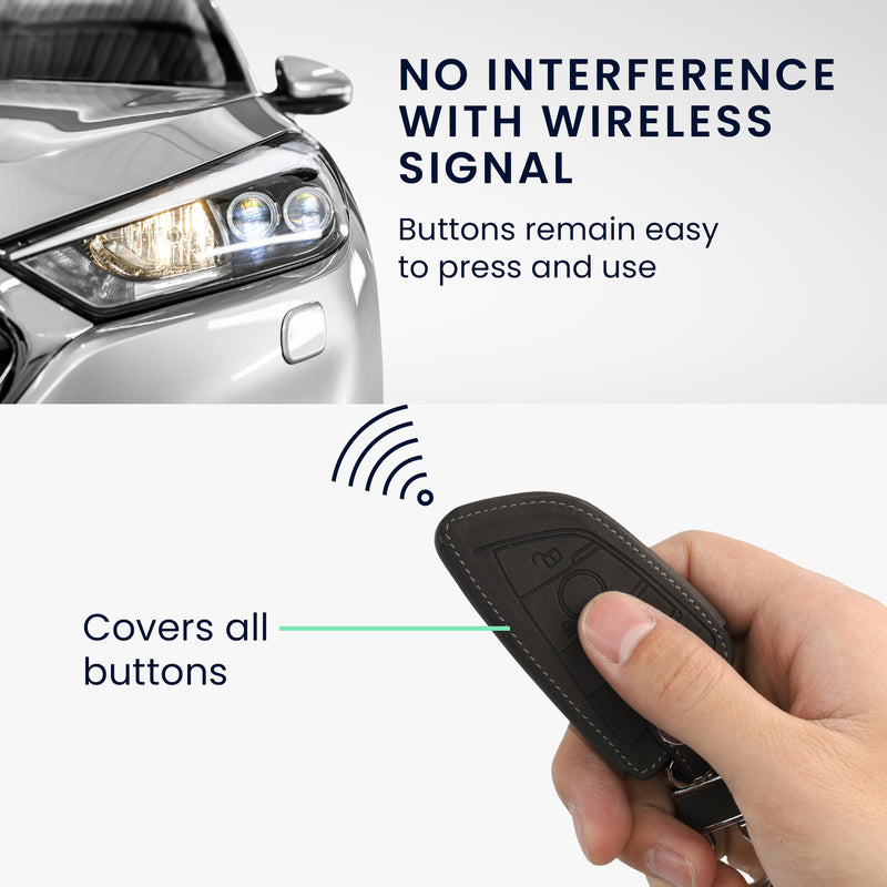 kwmobile Car Key Fob Cover Compatible with BMW 3-Button Smart Key - Faux Leather Protective Case for Key