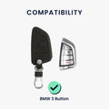 kwmobile Car Key Fob Cover Compatible with BMW 3-Button Smart Key - Faux Leather Protective Case for Key