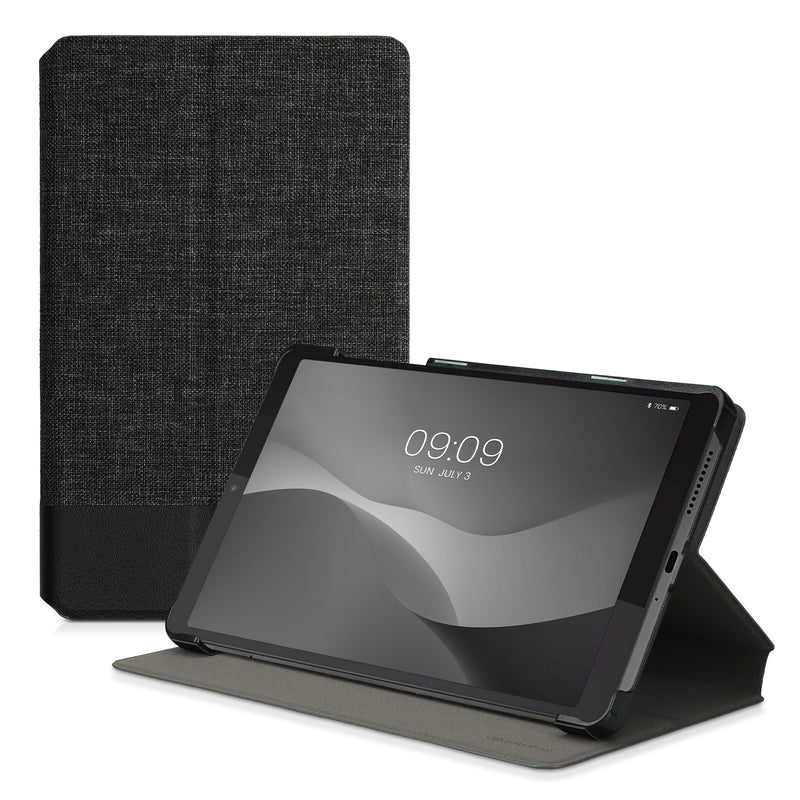 kwmobile Schutzhülle kompatibel mit Lenovo Tab M8 (Gen 4) - Hülle Slim - Tablet Cover Case mit Ständer Anthrazit Schwarz Anthrazit  
