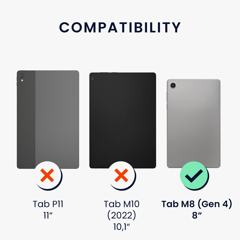 kwmobile Case Compatible with Lenovo Tab M8 (Gen 4) - Slim Cover - Tablet Case with Stand