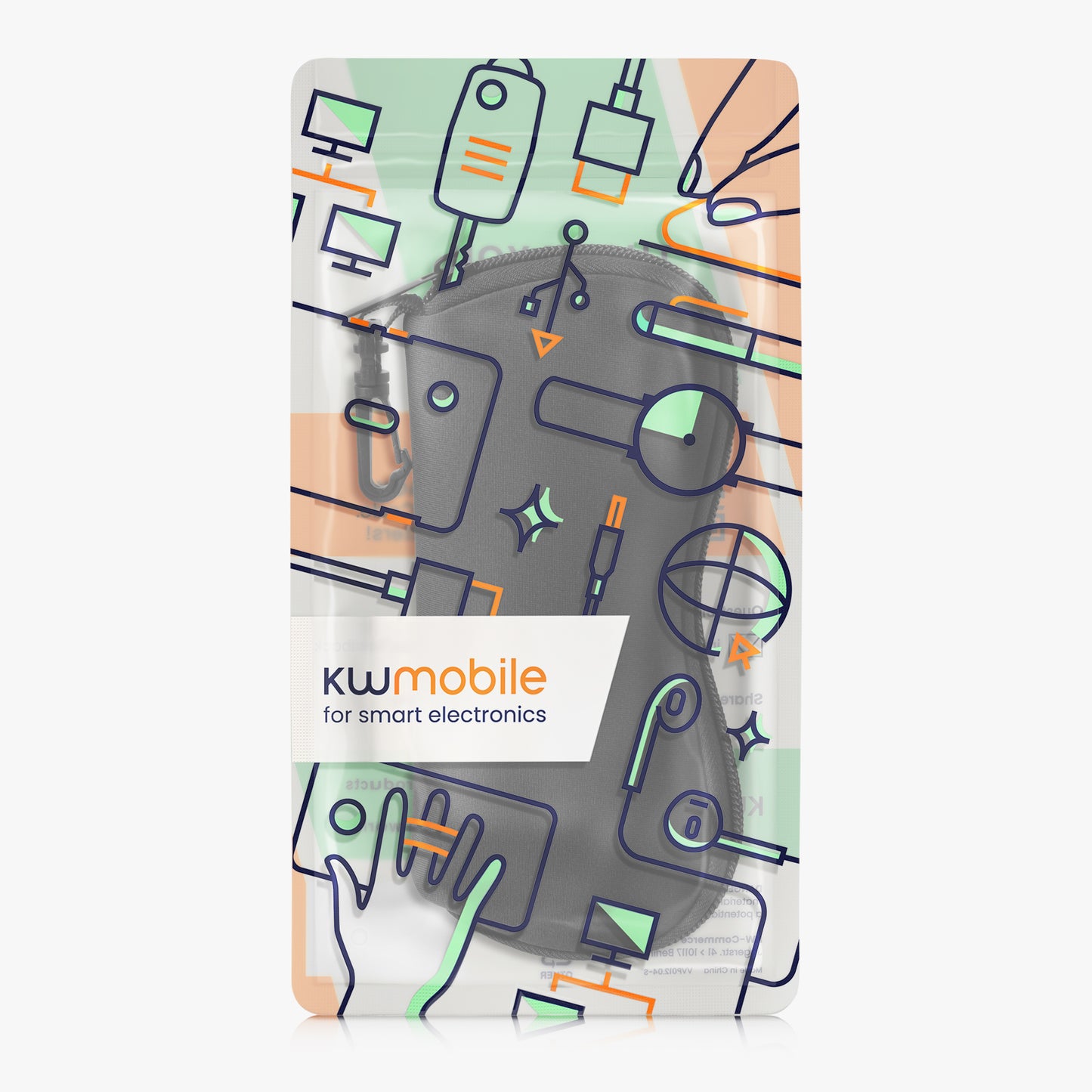 kwmobile Glasses Case - Soft Pouch for Glasses or Sunglasses - Case with Carabiner for Hanging