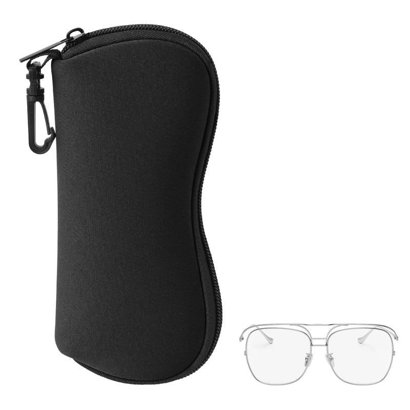 kwmobile Glasses Case - Soft Pouch for Glasses or Sunglasses - Case with Carabiner for Hanging