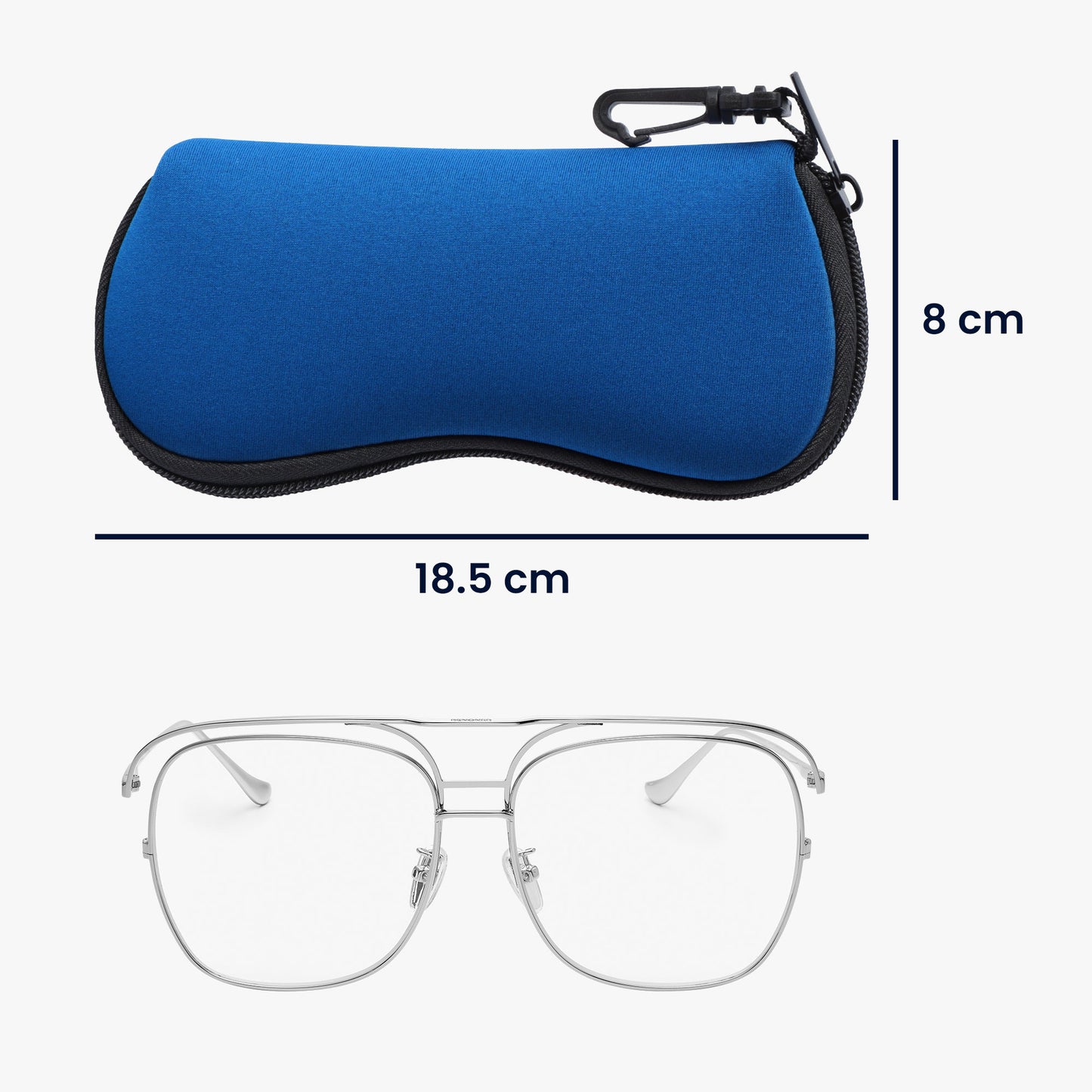kwmobile Glasses Case - Soft Pouch for Glasses or Sunglasses - Case with Carabiner for Hanging
