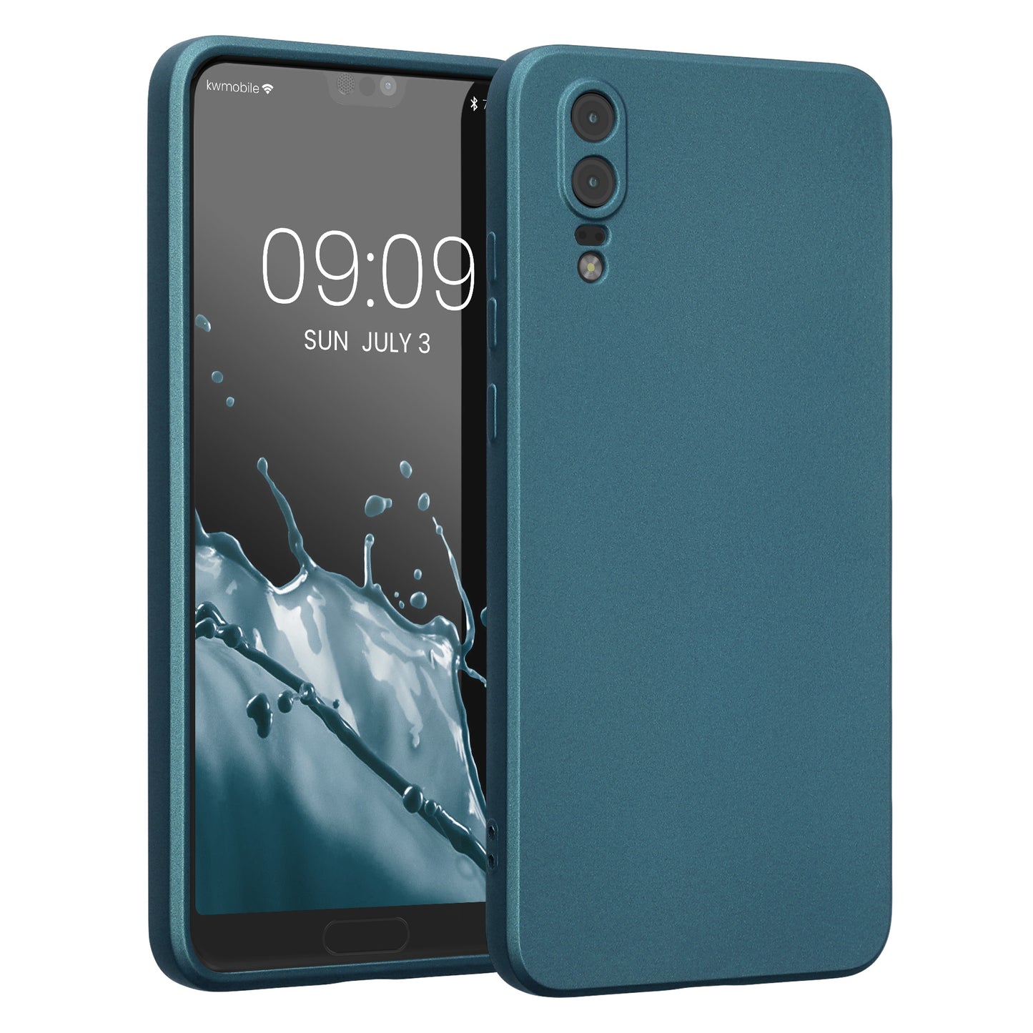 kwmobile Handyhülle kompatibel mit Huawei P20 Hülle - weiche Silikon Case metallisch schimmernd in Metallic Karibikblau Metallic Karibikblau  