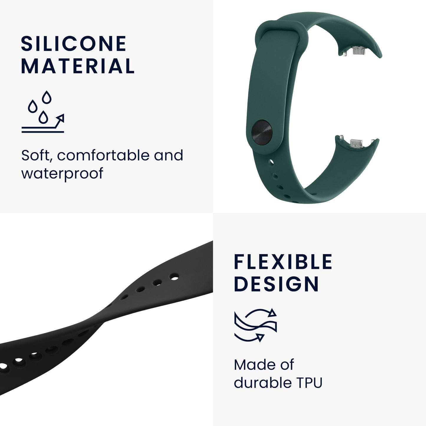 kwmobile Watch Strap for Xiaomi Mi Band 10 / Mi Band 9 / 8 Strap Fitness Tracker Band Set Replacement Strap Smartwatch