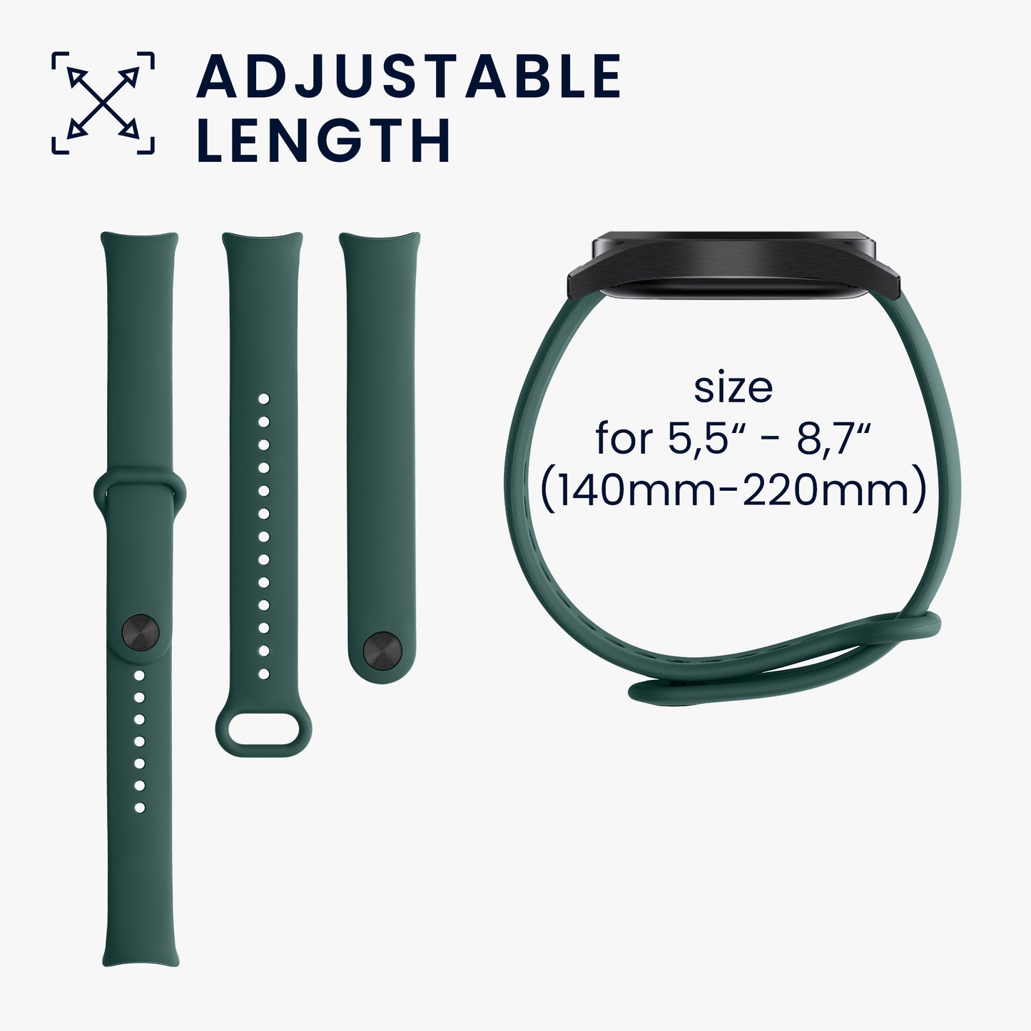 kwmobile Watch Strap for Xiaomi Mi Band 10 / Mi Band 9 / 8 Strap Fitness Tracker Band Set Replacement Strap Smartwatch