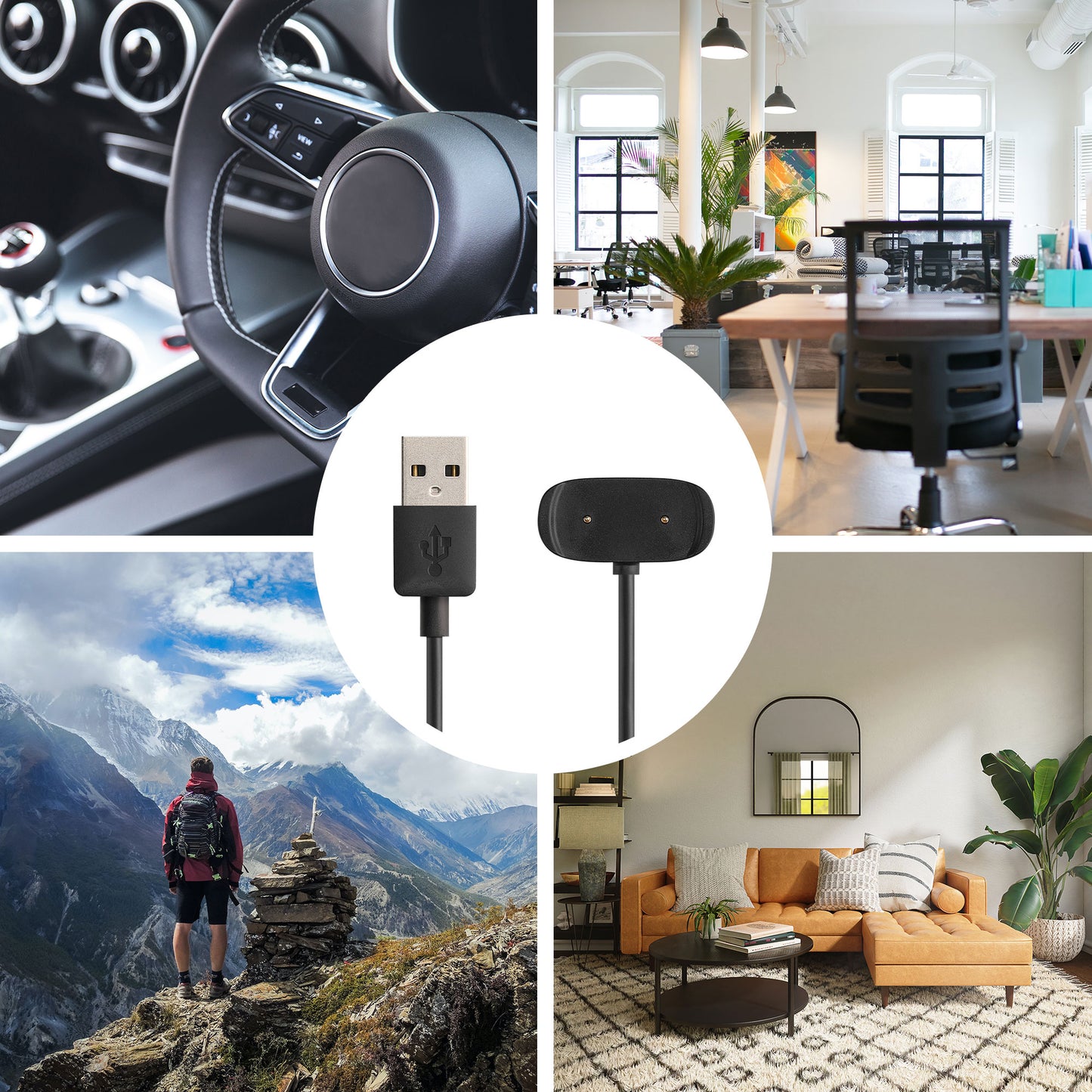 kwmobile USB C Charging Cable compatible with Huami Amazfit GTR Mini / GTS 4 Mini / GTS 2 Mini / Active Edge / T-Rex Pro - Cable Charger - Smart Watch Type C Replacement Cable - Fitness Tracker Charging Cable