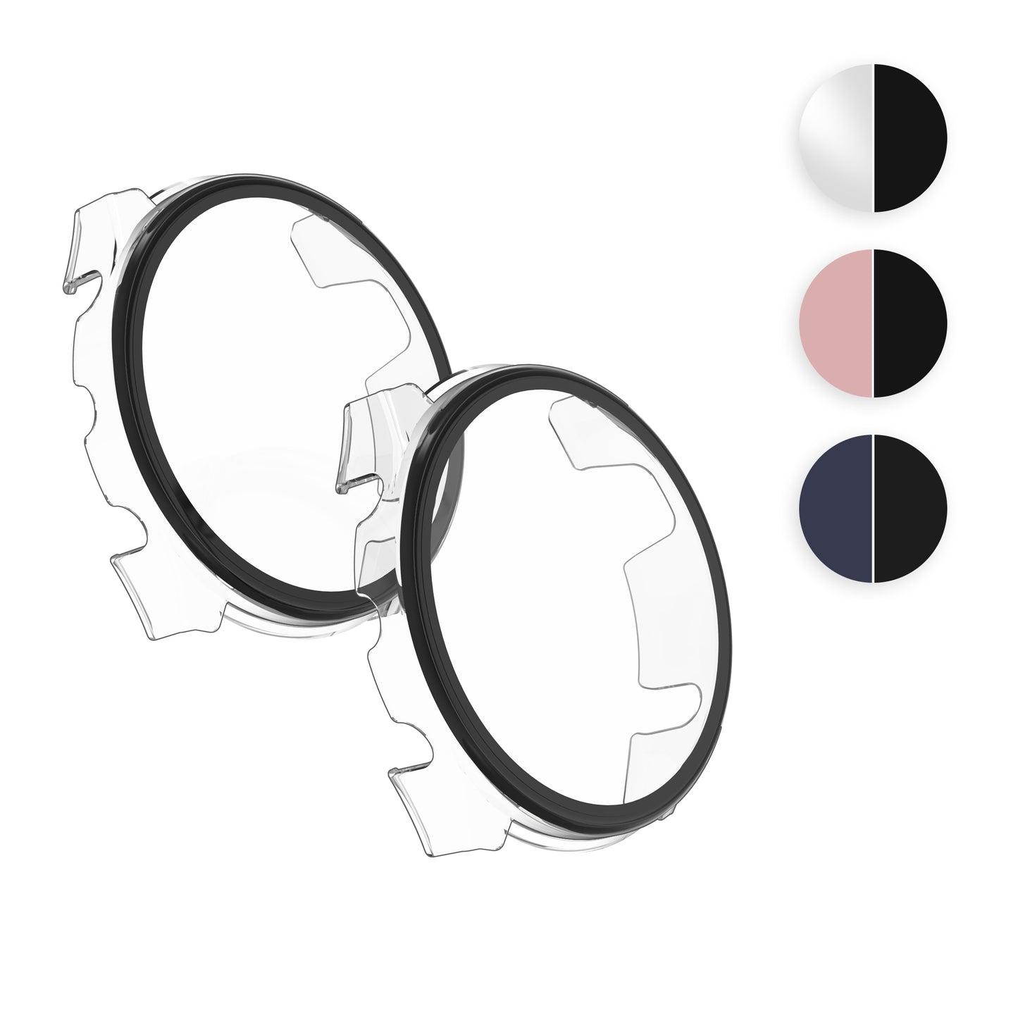 kwmobile 2x Cover kompatibel mit Garmin Forerunner 965 Hülle - Fullbody Fitnesstracker Case Set aus Glas - Schwarz Dunkelblau Schwarz  [dsg03]