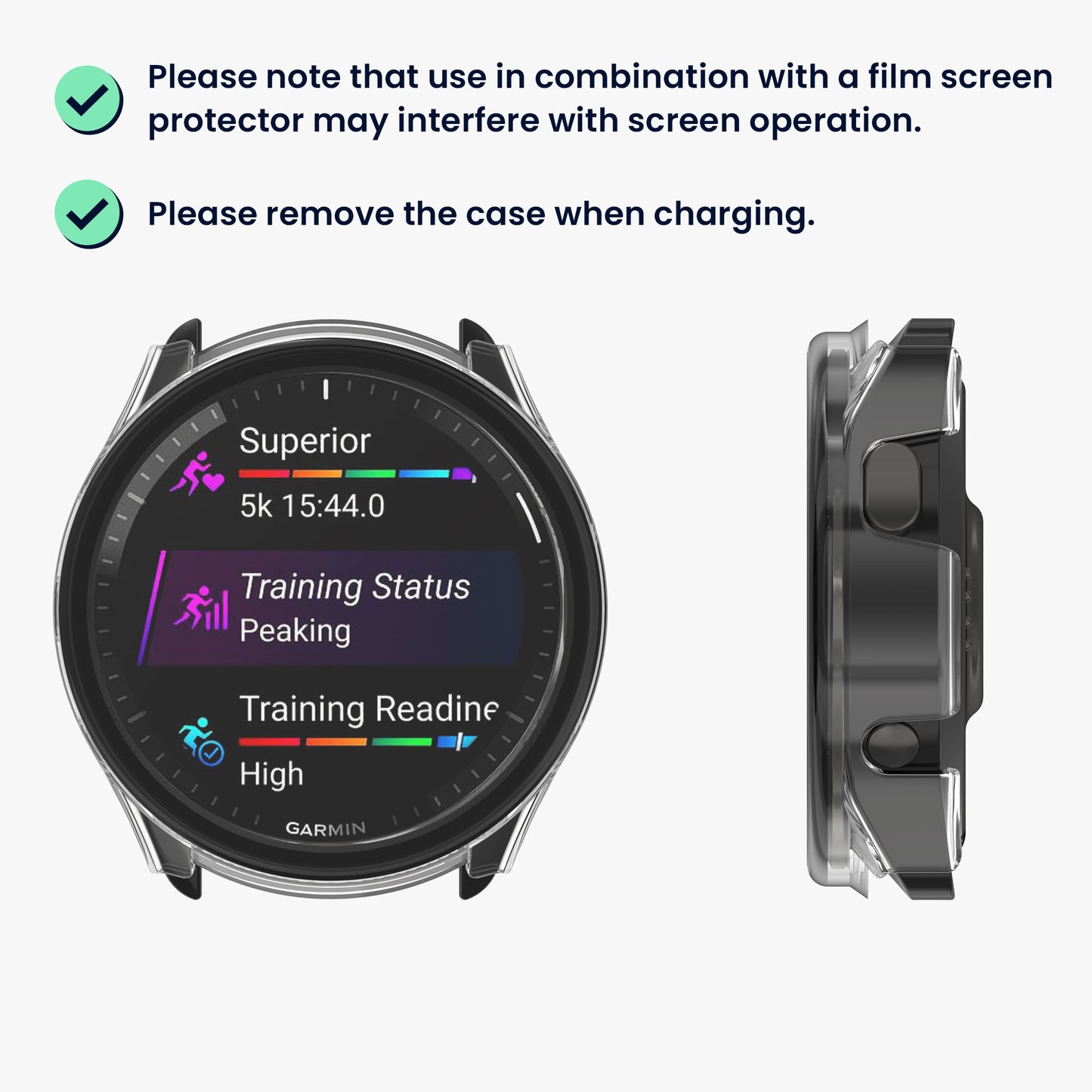 kwmobile Glass Case for Garmin Forerunner 965 Protective Cover Full Body Fitness Tracker Case Set