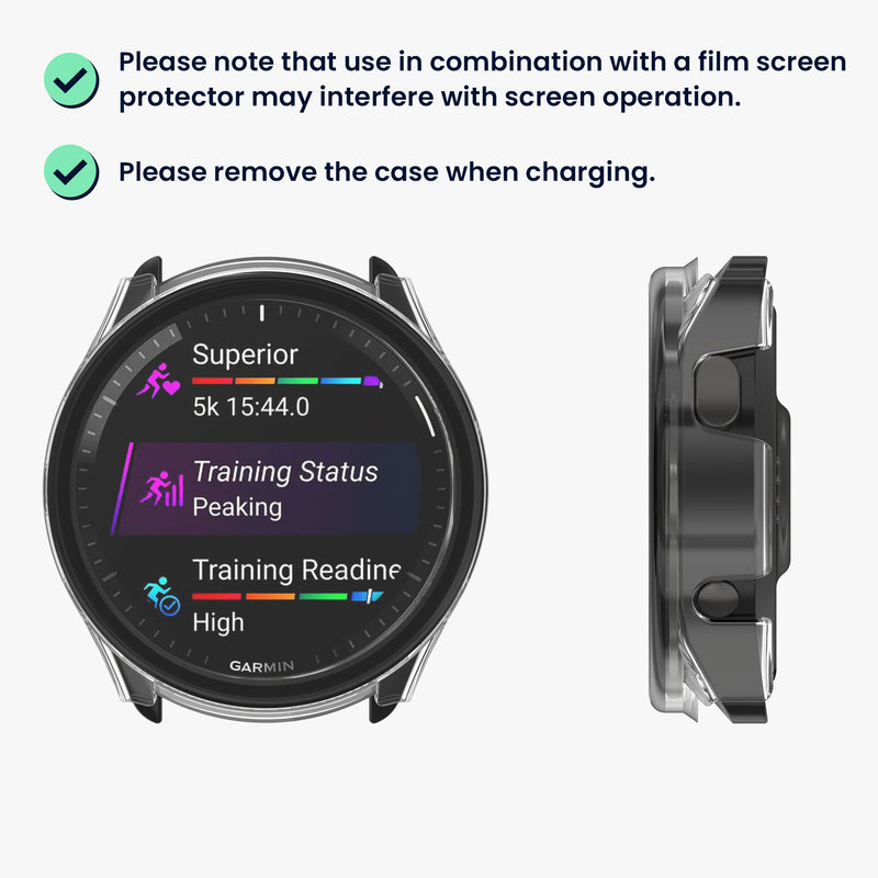 kwmobile Glass Case for Garmin Forerunner 965 Protective Cover Full Body Fitness Tracker Case Set