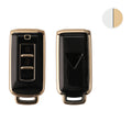 kwmobile Autoschlüssel Hülle kompatibel mit Mitsubishi 3-Tasten Autoschlüssel - Schlüsselhülle Silikon Cover - Schwarz Gold Schwarz  [dsg01]