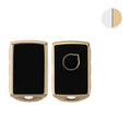 kwmobile Autoschlüssel Hülle kompatibel mit Volvo 4-Tasten Autoschlüssel Keyless Go - Schlüsselhülle Silikon Cover - Weiß Gold Weiß  [dsg02]