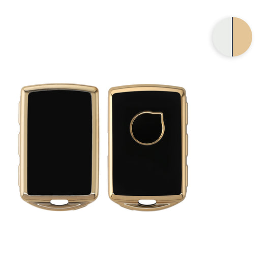 kwmobile Autoschlüssel Hülle kompatibel mit Volvo 4-Tasten Autoschlüssel Keyless Go - Schlüsselhülle Silikon Cover - Weiß Gold Weiß  [dsg02]