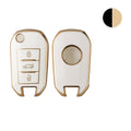 kwmobile Autoschlüssel Hülle kompatibel mit Peugeot Citroen 3-Tasten Klapp Autoschlüssel - Schlüsselhülle Silikon Cover - Weiß Gold Weiß  [dsg02]