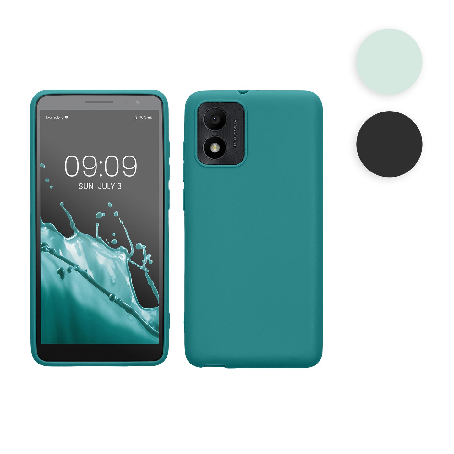 kwmobile Hülle kompatibel mit Alcatel 1B (2022) Hülle - weiches TPU Silikon Case - Cover geeignet für kabelloses Laden - Cool Mint Cool Mint  