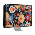 kwmobile Leinen Hülle kompatibel mit 20-22" Monitor - Schutzhülle Staubschutz Abdeckhaube für PC Bildschirm - Computer Screen Cover Staubhaube Haube - Vintage Blumen Orange  [dsg01]