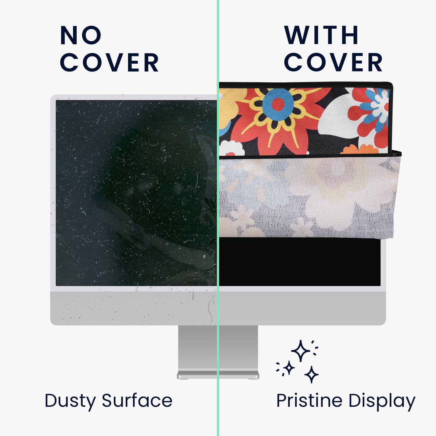 kwmobile Cover compatible with 20-22" Monitor Dust Cover Protective Cover for PC Monitor Computer Screen Cover Dust Hood Hood