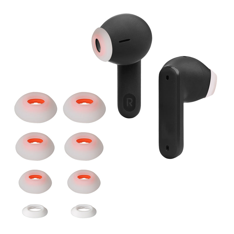 kwmobile 8x Ersatzpolster kompatibel mit JBL Tune Flex - 4 Größen - Silikon Ersatz Ohrstöpsel In-Ear Kopfhörer - Polster Weiß  