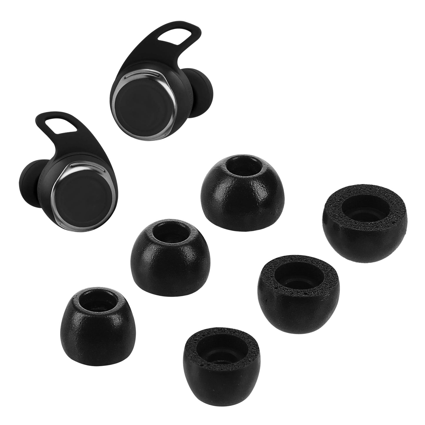 kwmobile 6x Ersatz In Ear Kopfhörer kompatibel mit JBL Reflect flow Pro - 3 Größen - Polster Ohrstöpsel In-Ear Ohrhörer - Schwarz Schwarz  