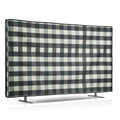 kwmobile Leinen Hülle kompatibel mit 65" TV - Schutzhülle Staubschutz Abdeckhaube für Fernseher - TV Cover Staubhaube Haube - Karo Streifen Schwarz  [dsg01]