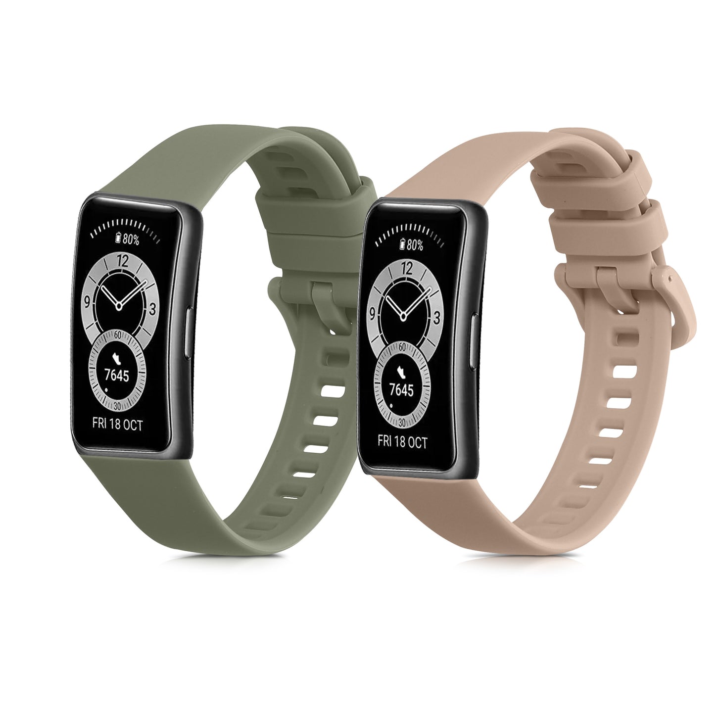 kwmobile 2x Uhrenarmband für Huawei Band 10 / 9 / 8 Armband - Fitnesstracker Band Set aus TPU Silikon - Ersatzarmband Smartwatch - Altrosa Pastellgrün Altrosa  [dsg02]