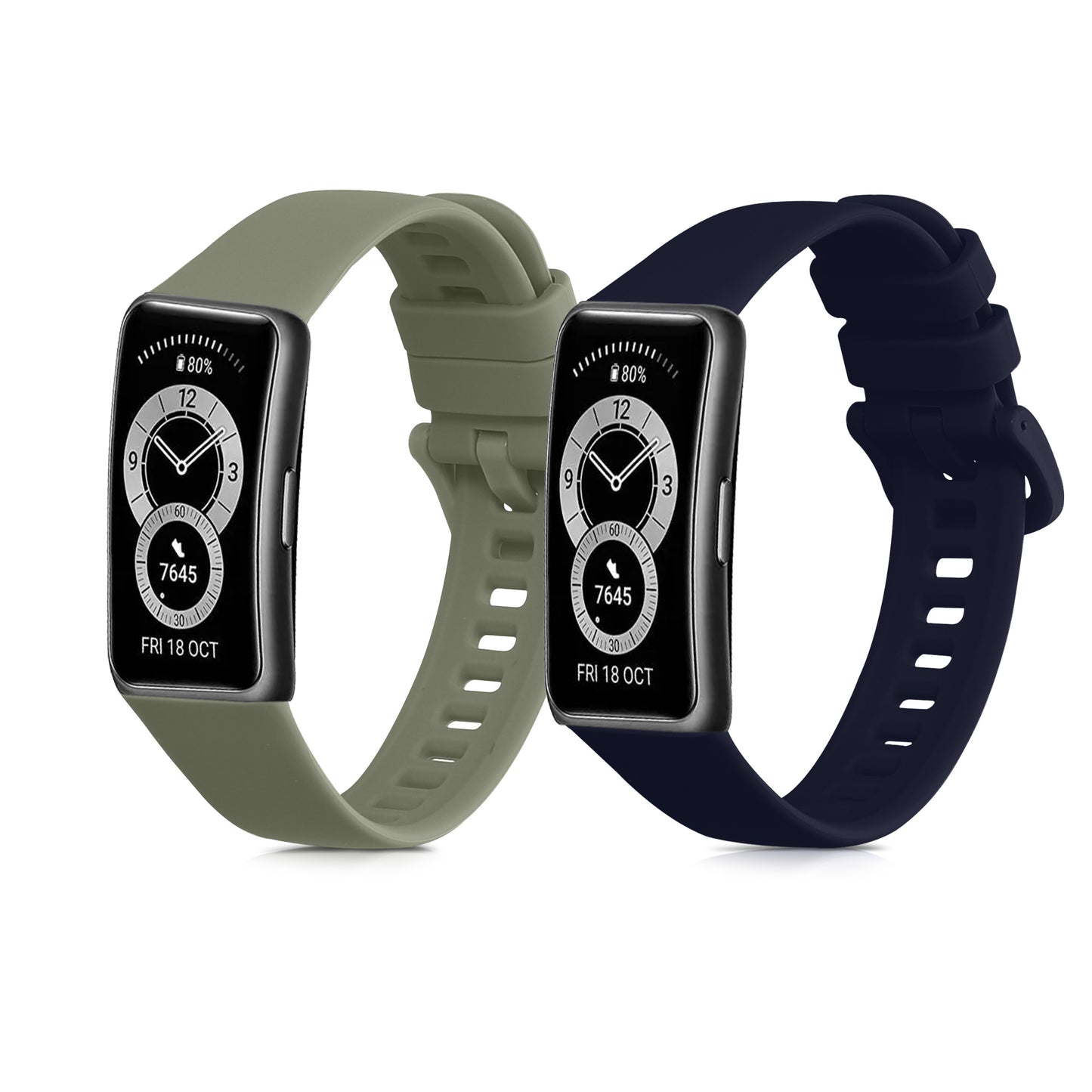 kwmobile 2x Uhrenarmband für Huawei Band 10 / 9 / 8 Armband - Fitnesstracker Band Set aus TPU Silikon - Ersatzarmband Smartwatch - Dunkelblau Pastellgrün Dunkelblau  [dsg03]