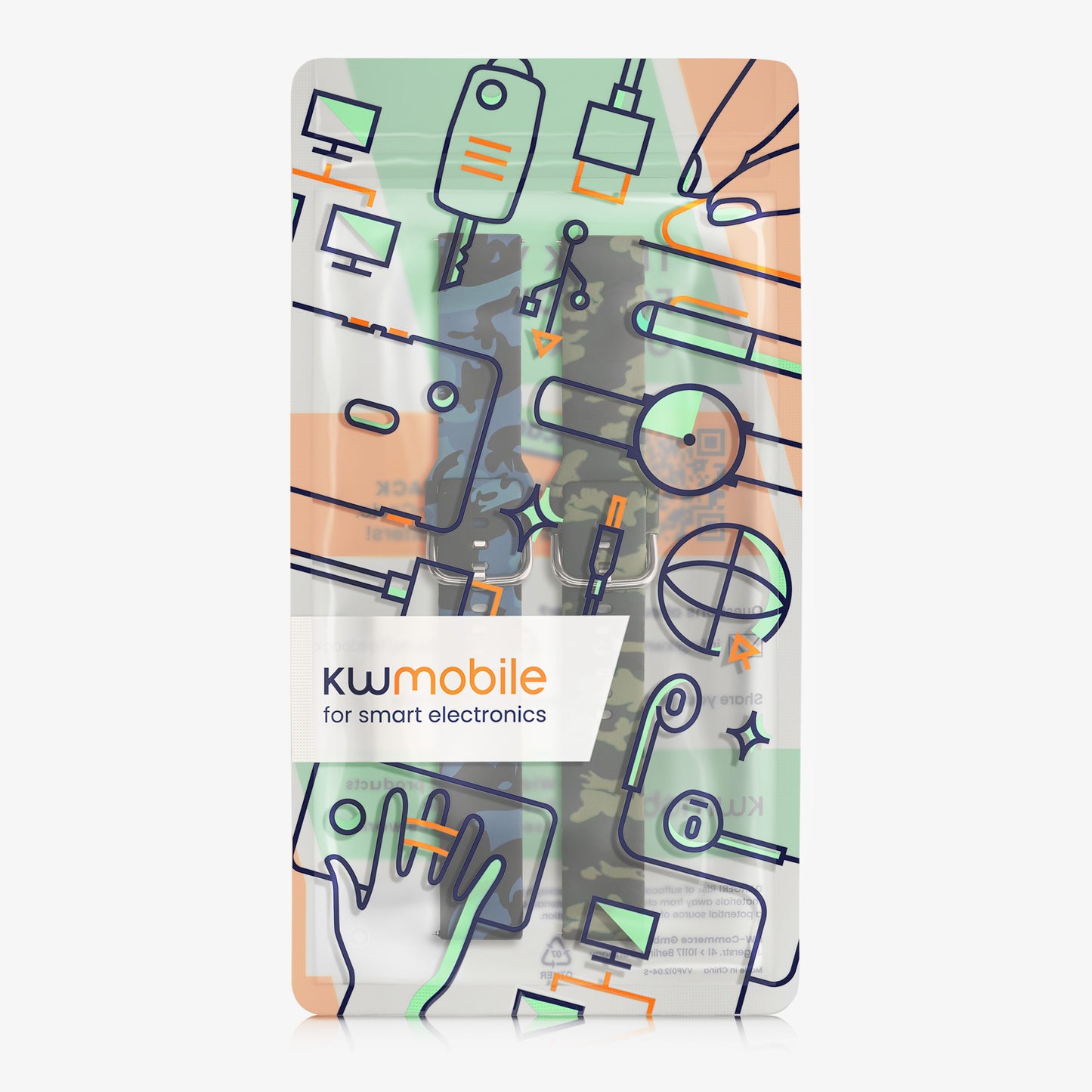 kwmobile Strap compatible with Garmin Venu Sq 2 Music / Sq 2 - 2x Fitness Tracker Silicone Sports Strap