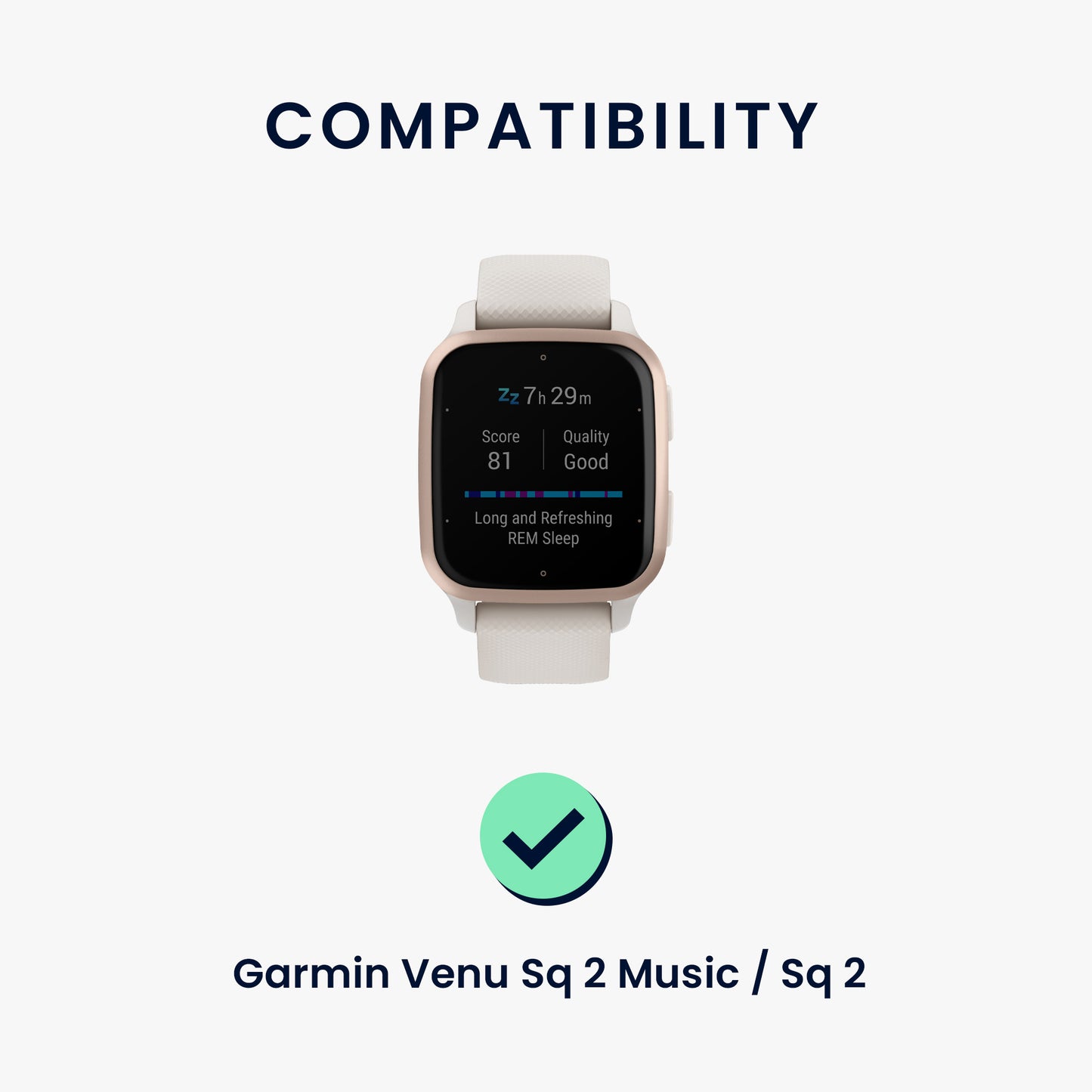 kwmobile Strap compatible with Garmin Venu Sq 2 Music / Sq 2 - 2x Fitness Tracker Silicone Sports Strap
