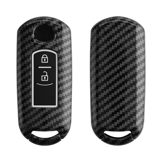 kwmobile Autoschlüssel Hülle kompatibel mit Mazda 2-Tasten Keyless Go Autoschlüssel - Hardcover Schutzhülle Schlüsselhülle Cover in Schwarz Schwarz  [dsg01]