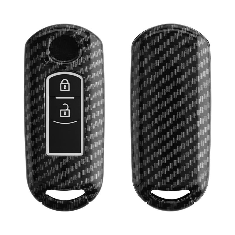 kwmobile Autoschlüssel Hülle kompatibel mit Mazda 2-Tasten Keyless Go Autoschlüssel - Hardcover Schutzhülle Schlüsselhülle Cover in Schwarz Schwarz  [dsg01]