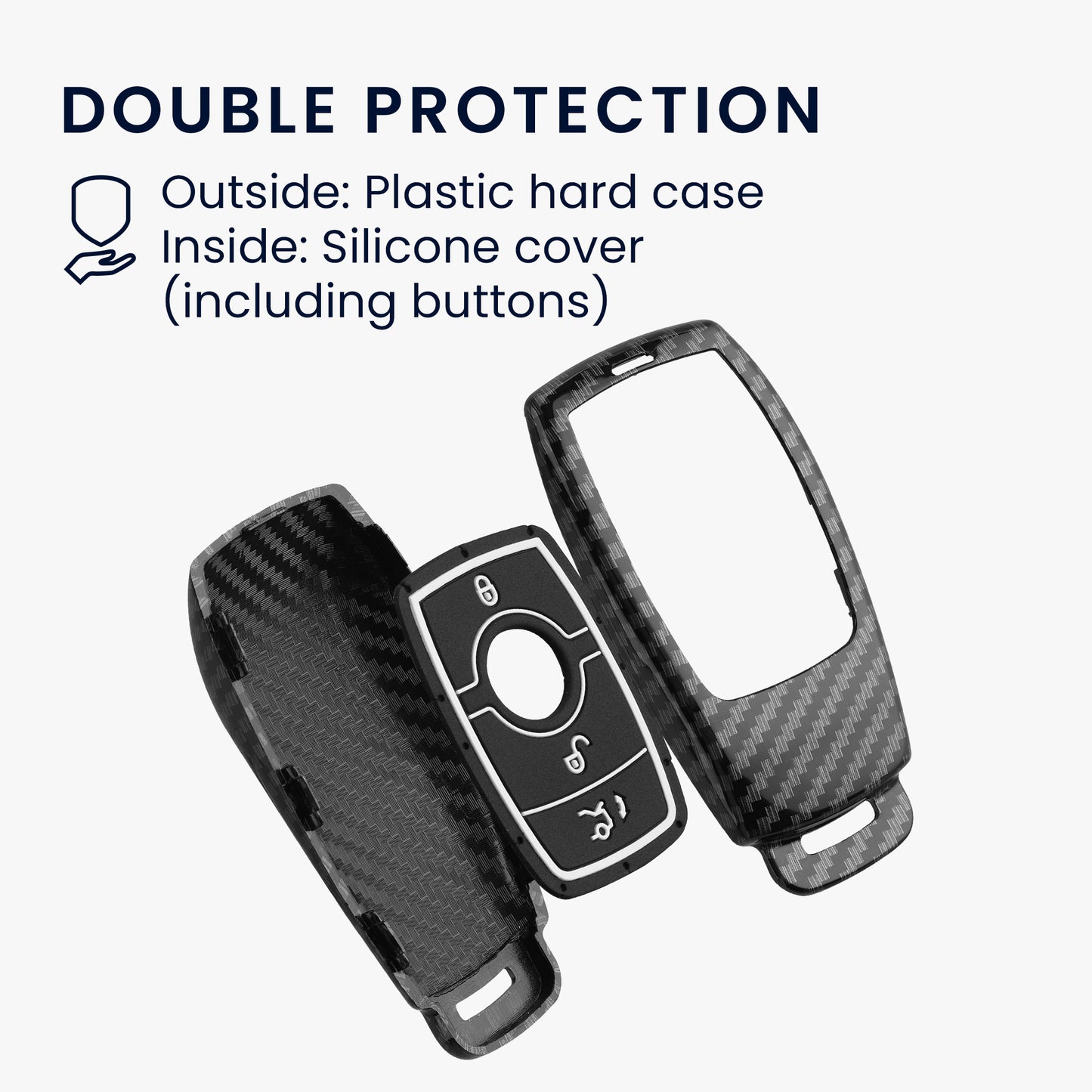 kwmobile Car Key Shell Compatible with Mercedes Benz Smart Key Car Key (Keyless Only) Hardcover Protective Case Key Case Cover