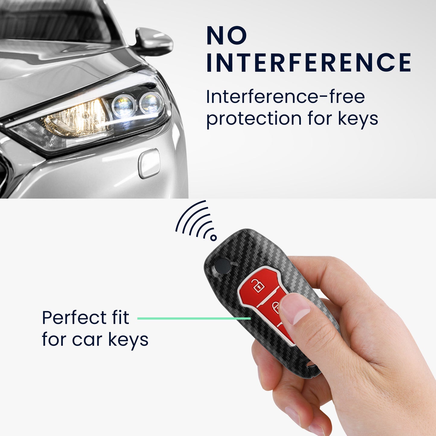kwmobile Car Key Case compatible with Ford 3-Button MyKey Car Key (Key Free) Hard Cover Protective Case Key Shell Cover