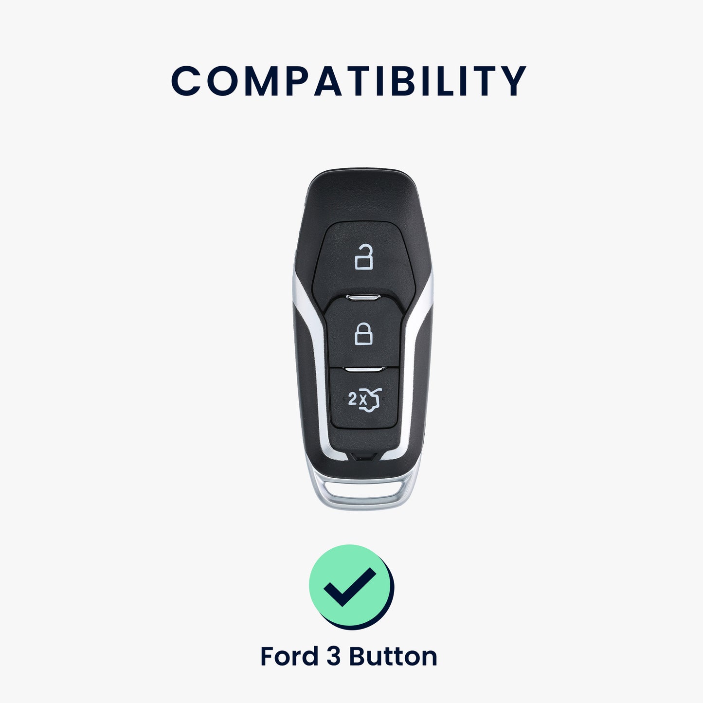 kwmobile Car Key Case compatible with Ford 3-Button MyKey Car Key (Key Free) Hard Cover Protective Case Key Shell Cover