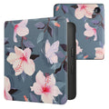kwmobile Klapphülle kompatibel mit Kobo Libra 2 Hülle - eReader Case - Weiß-Rosa Fuchsien-Blüten Weiß Rosa Violett Weiß  [dsg01]