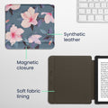 kwmobile Case for Kobo Libra 2 - eReader Flip Cover with Auto Sleep Function - Bookshelf with Plants
