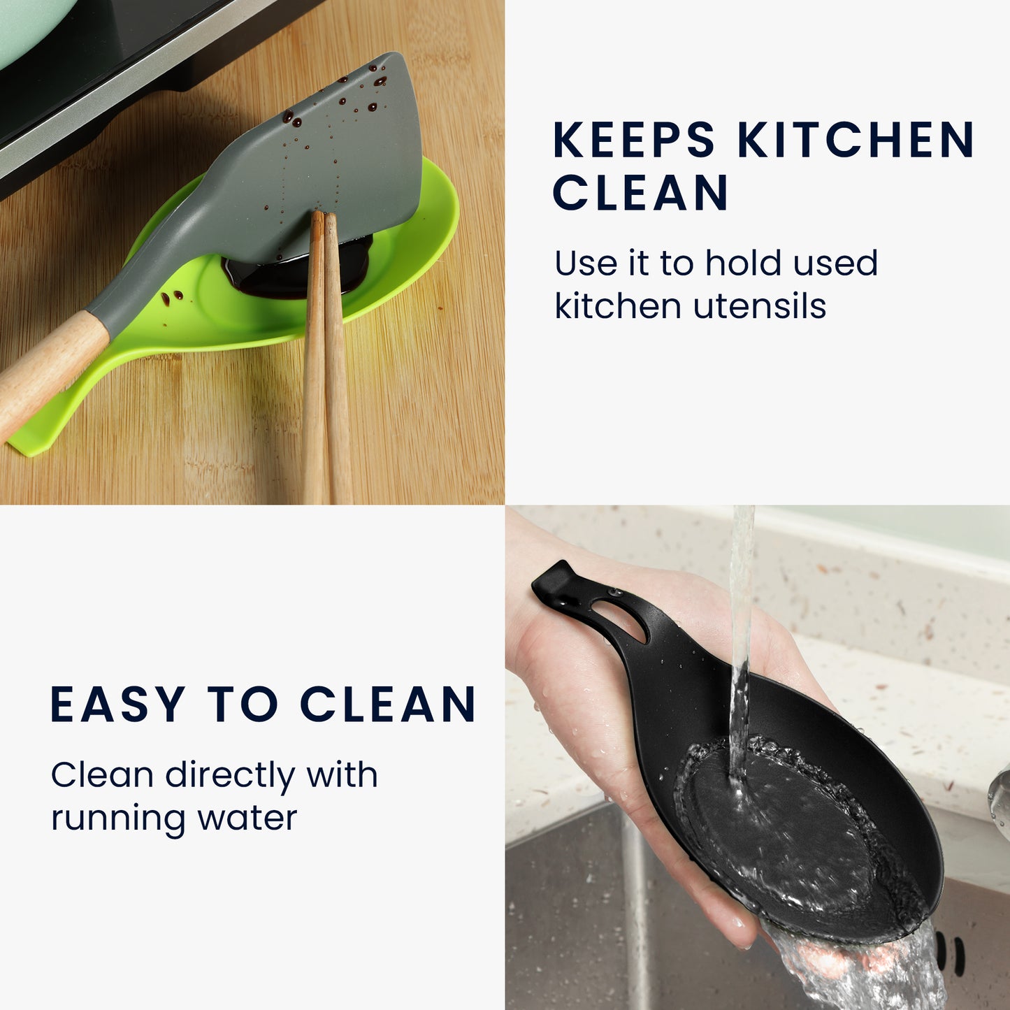 kwmobile Silicone Spoon Rest - Soft Spoon Holder for Cooking Utensils - Kitchen Spoon Holder 9.5 x 20 cm - Cooking Spoon Rest