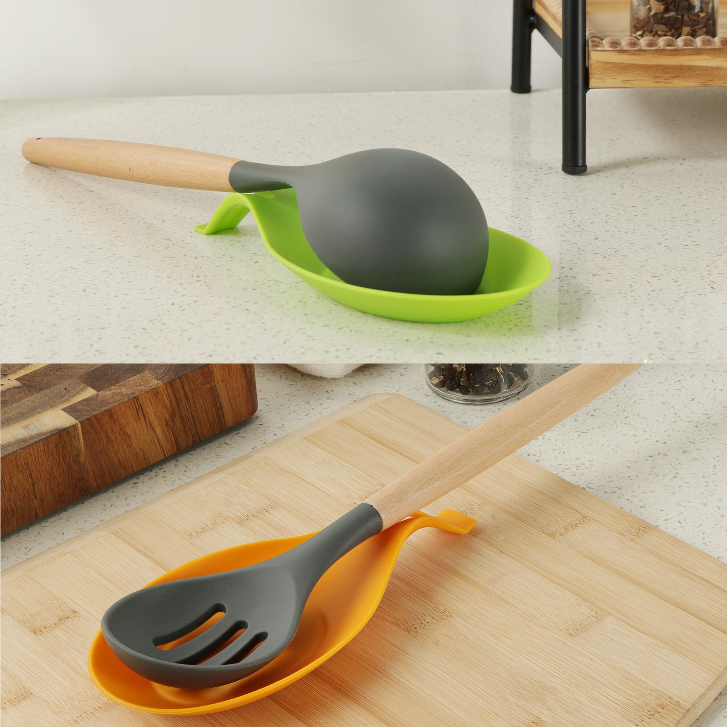 kwmobile Silicone Spoon Rest - Soft Spoon Holder for Cooking Utensils - Kitchen Spoon Holder 9.5 x 20 cm - Cooking Spoon Rest