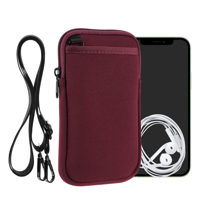 kwmobile Handy Tasche zum Umhängen für XL - 6,7/6,8" - Hülle mit Band - Neopren Cover mit Reißverschluss - 17,2 x 8,4 cm - Necklace Case in Bordeaux Bordeaux XL 