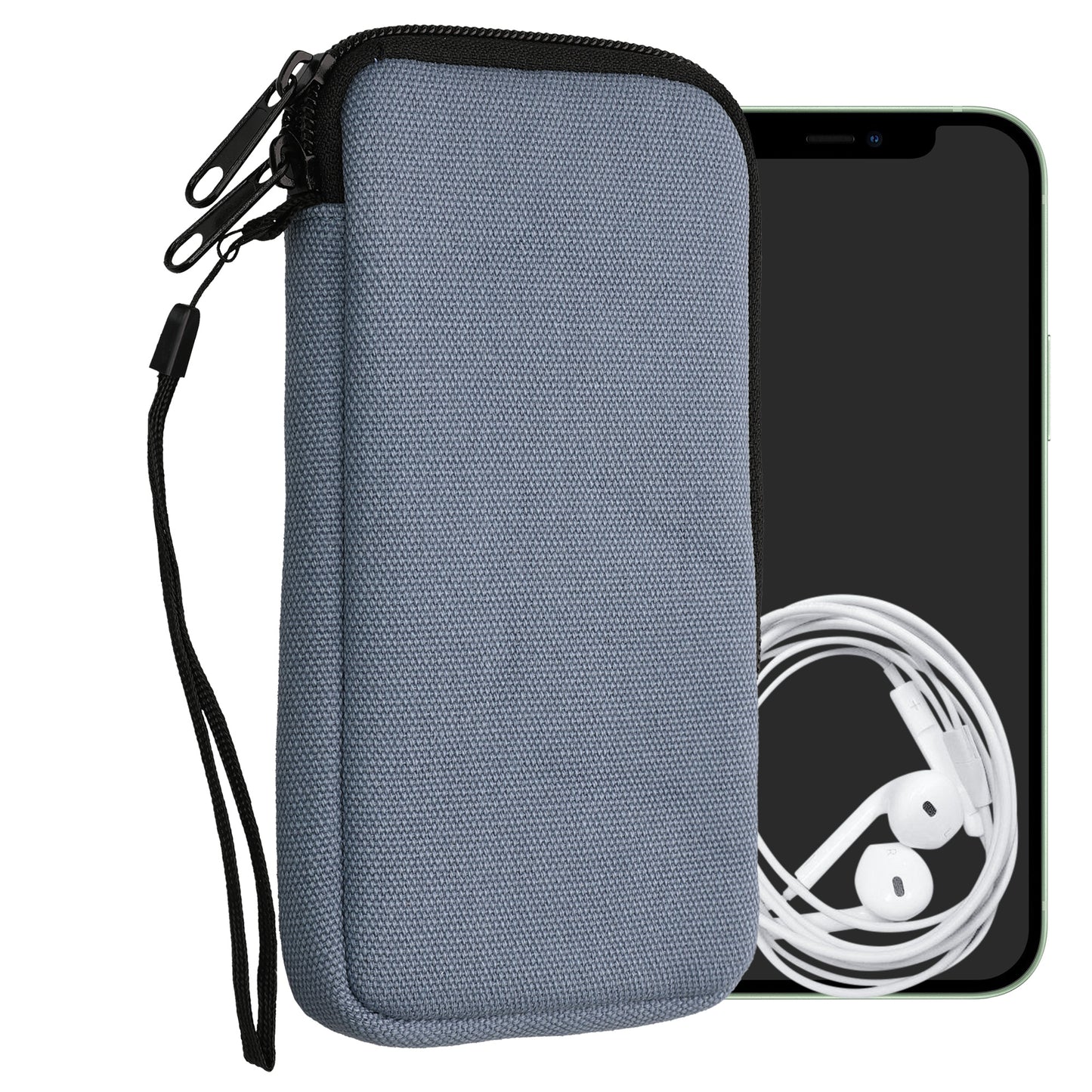 kwmobile Handy Tasche kompatibel mit Smartphones XL - 6,7/6,8" Hülle - Canvas Handyhülle mit Mikrofaser Inlay in Jeansblau - Handytasche mit 17,2 x 8,4 cm Innenmaße Jeansblau XL 