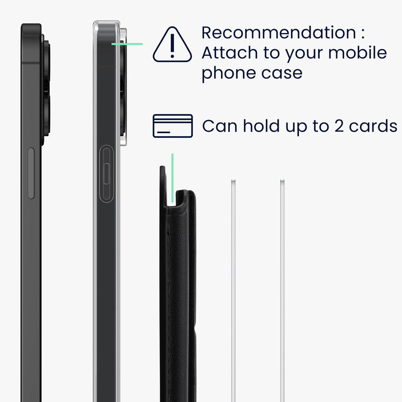 kwmobile Stick-on Card Holder for Smartphones Faux Leather Holder with Stand Function 65 x 95 mm Space for 2 Cards