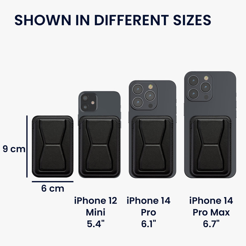 kwmobile Stick-on Card Holder for Smartphones Faux Leather Holder with Stand Function 65 x 95 mm Space for 2 Cards