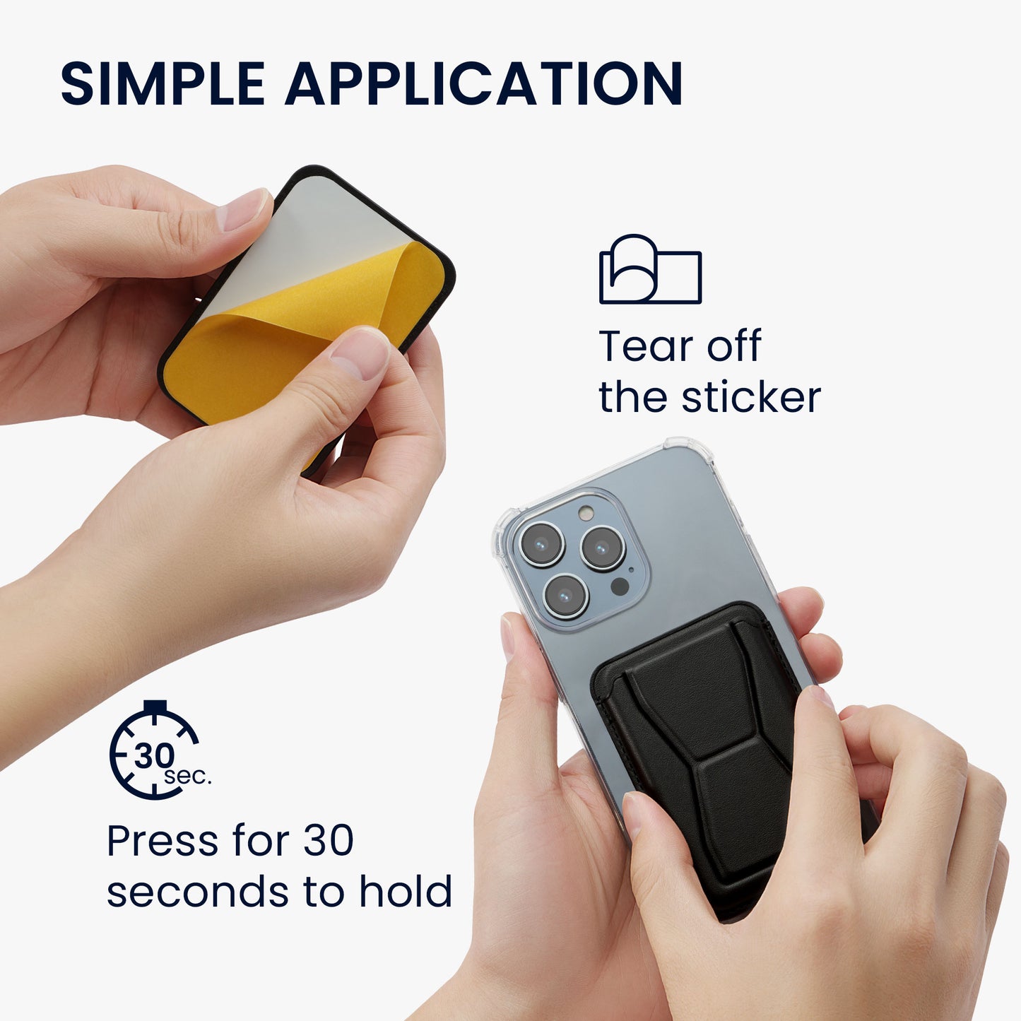 kwmobile Stick-on Card Holder for Smartphones Faux Leather Holder with Stand Function 65 x 95 mm Space for 2 Cards