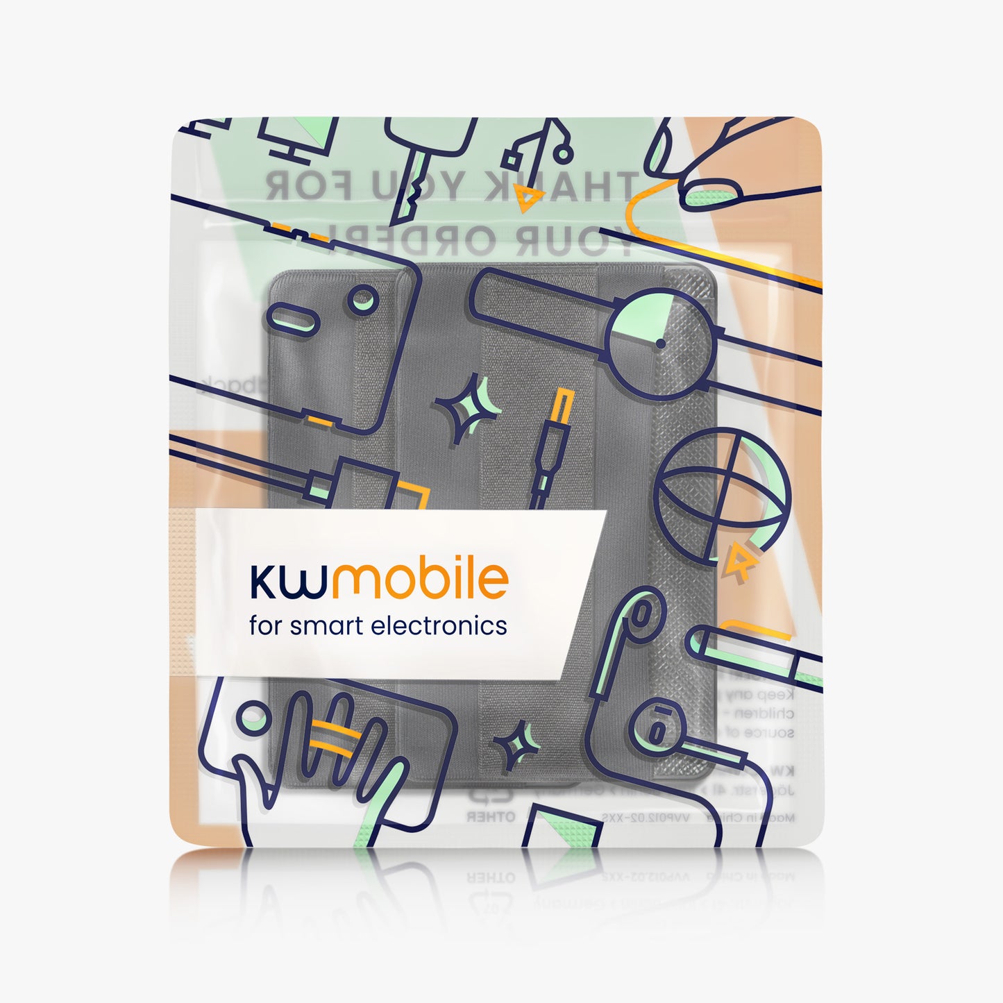 kwmobile Stick-on Card Holder for Smartphones Plastic Holder with Strap Space for up to 4 Cards