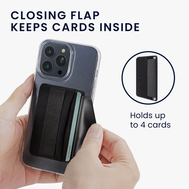 kwmobile Stick-on Card Holder for Smartphones Plastic Holder with Strap Space for up to 4 Cards